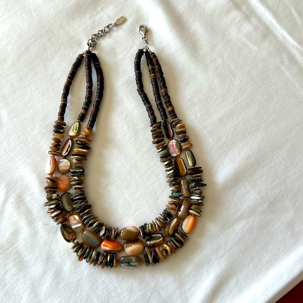 Peyote Bird 3-strand sterling/stone necklace